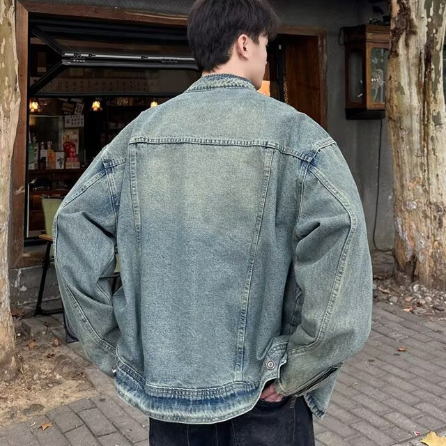 Men’s Washed Denim Zipper Jacket | same ANTHEM.