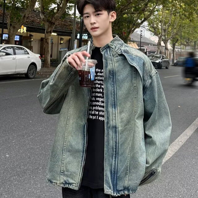Men’s Washed Denim Zipper Jacket | same ANTHEM.