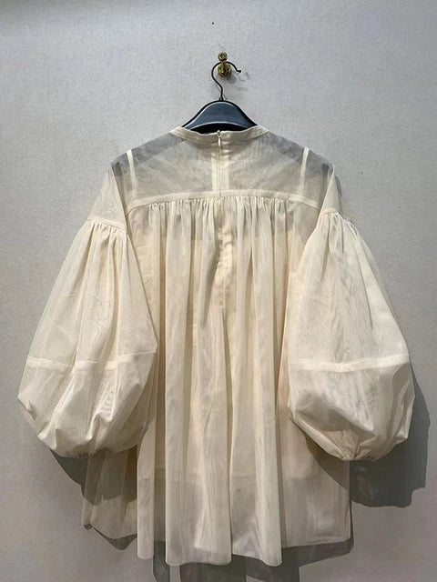 Mesh Lantern Sleeve Blouse Women – Soulmate Streetwear | same ANTHEM. - APRICOT / S