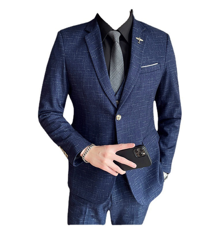 Mesh Plaid Tuxedo 3-Piece Suit for Men – Modern Elegance | same ANTHEM