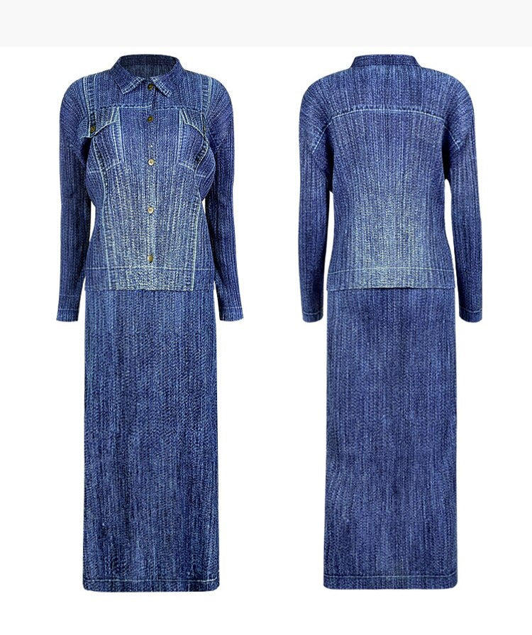 Miyake-Inspired Denim Suit – Soulmate Streetwear for Women same ANTHEM. - Navy Blue / One Size
