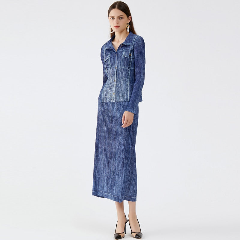 Miyake-Inspired Denim Suit – Soulmate Streetwear for Women same ANTHEM.