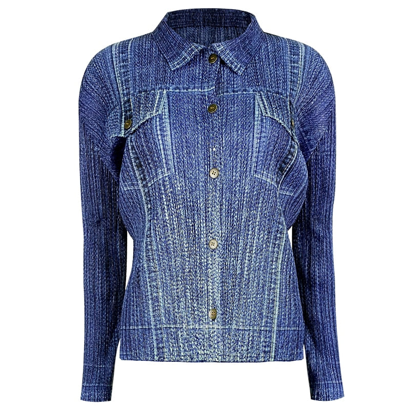 Miyake-Inspired Denim Suit – Soulmate Streetwear for Women same ANTHEM. - Blue / One Size