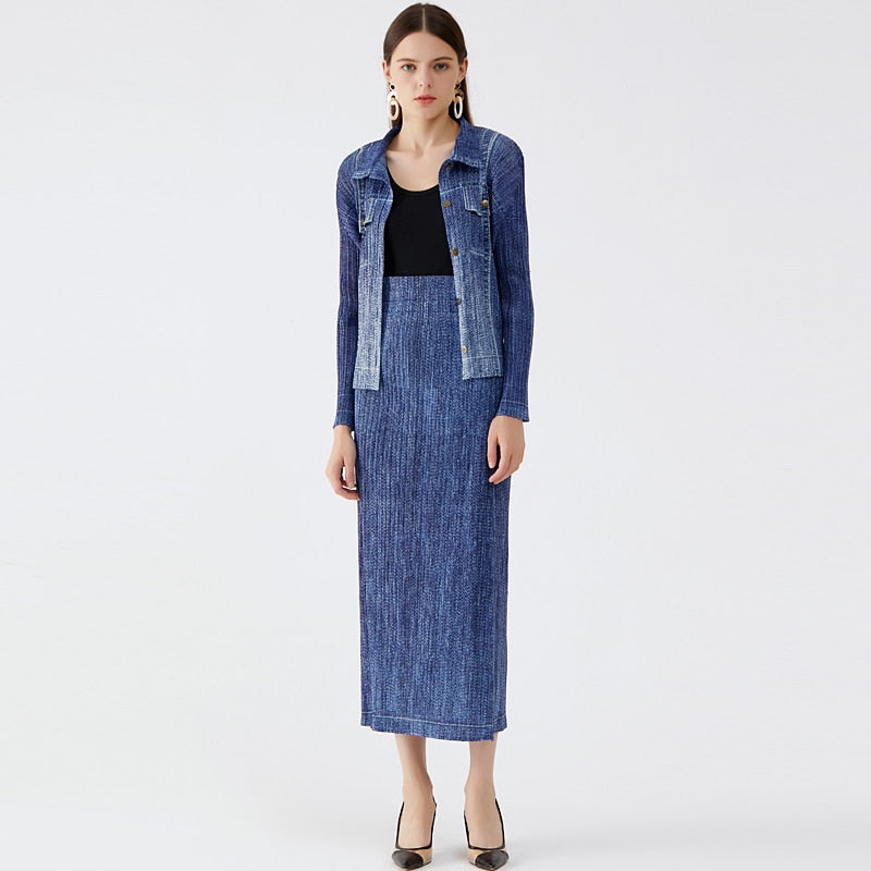 Miyake-Inspired Denim Suit – Soulmate Streetwear for Women same ANTHEM.