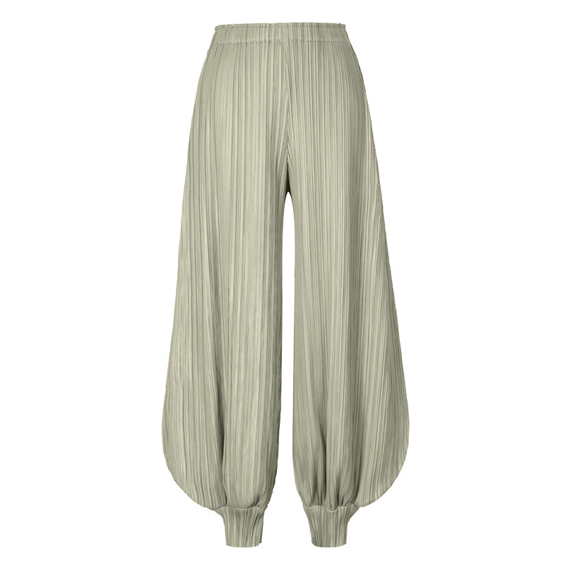 Miyake Wide Leg Bloomers for Women | Japanese Style Jasmine Pants | same ANTHEM. - Light Cyan / one size
