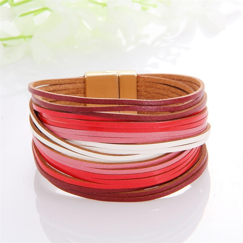 Multi-Color Leather Charm Bracelet – same ANTHEM. Soulmate Wear for Him & Her - Style 9