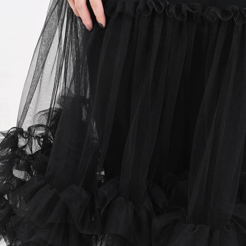 Multi-Layered Mesh Hoodie Dress – same ANTHEM. Loose Korean Streetwear - black / one size