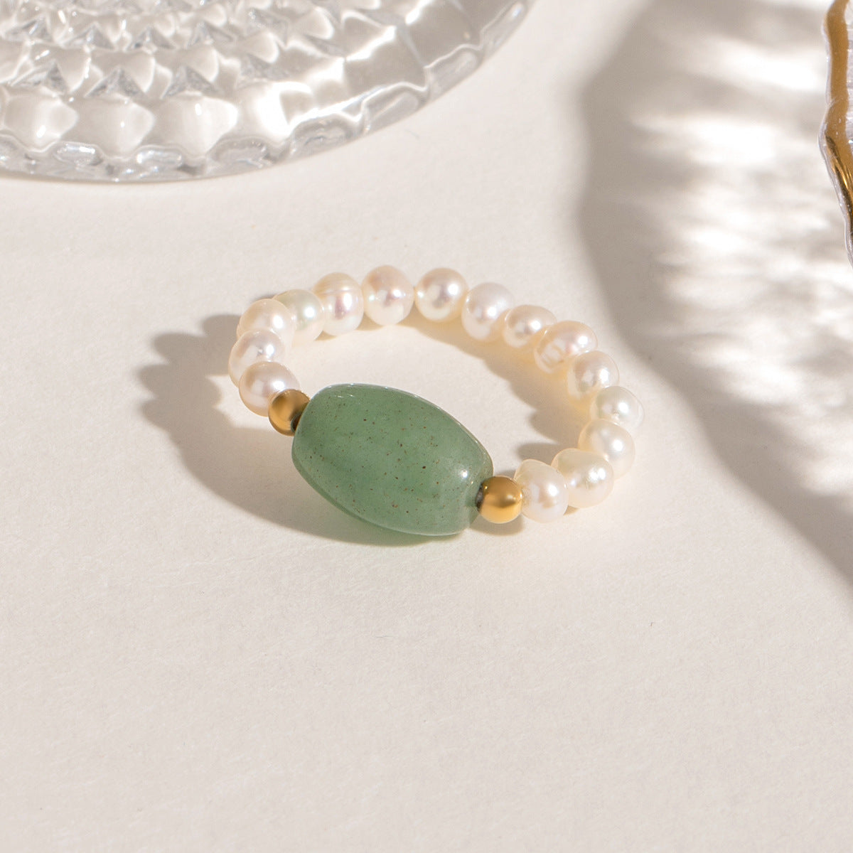 Natural Stone & Pearl Ring | Minimalist Boho Jewelry | Same Anthem - JDR24110237