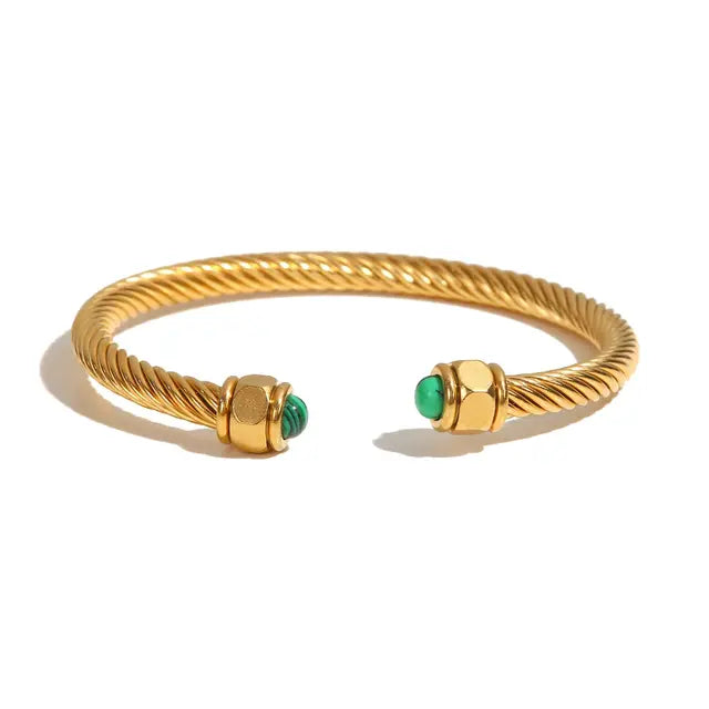 Natural Stone Twisted Thread Bracelet – 18K Gold Streetwear Jewelry | same ANTHEM. - HC-B20059-GR