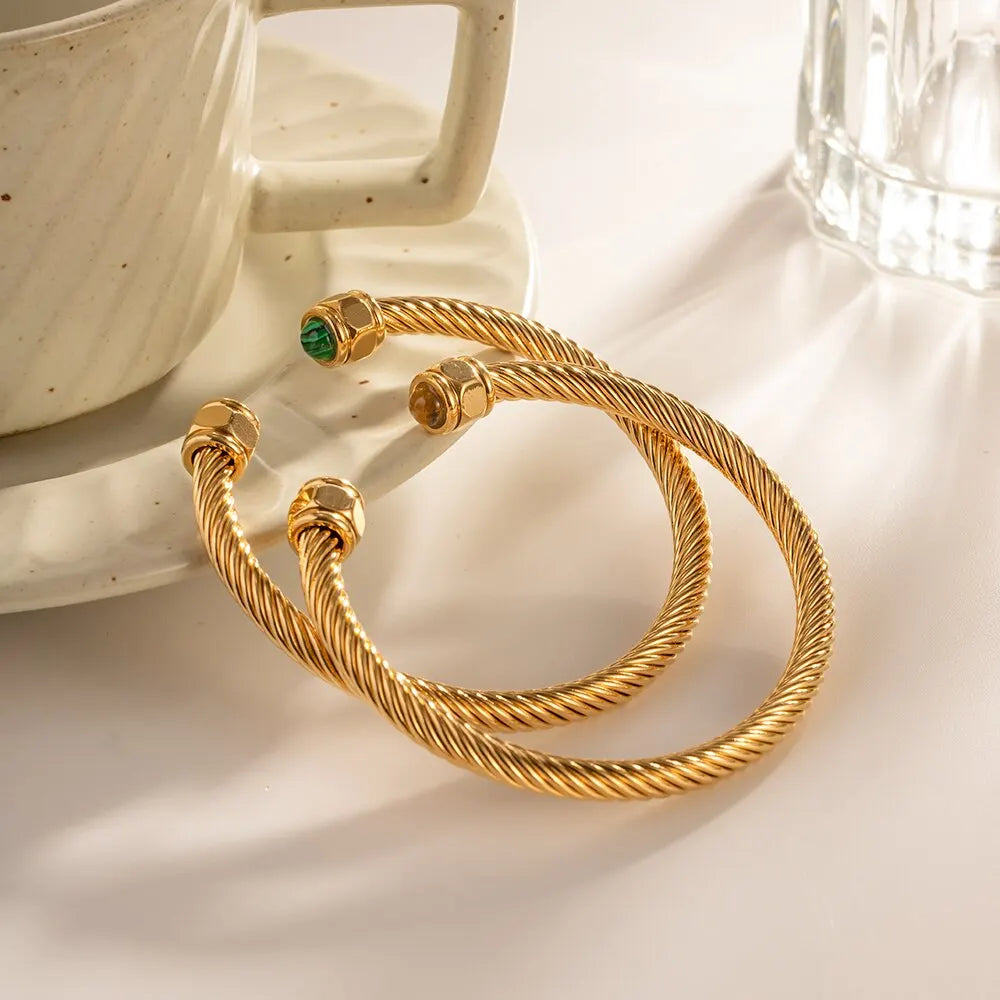 Natural Stone Twisted Thread Bracelet – 18K Gold Streetwear Jewelry | same ANTHEM.