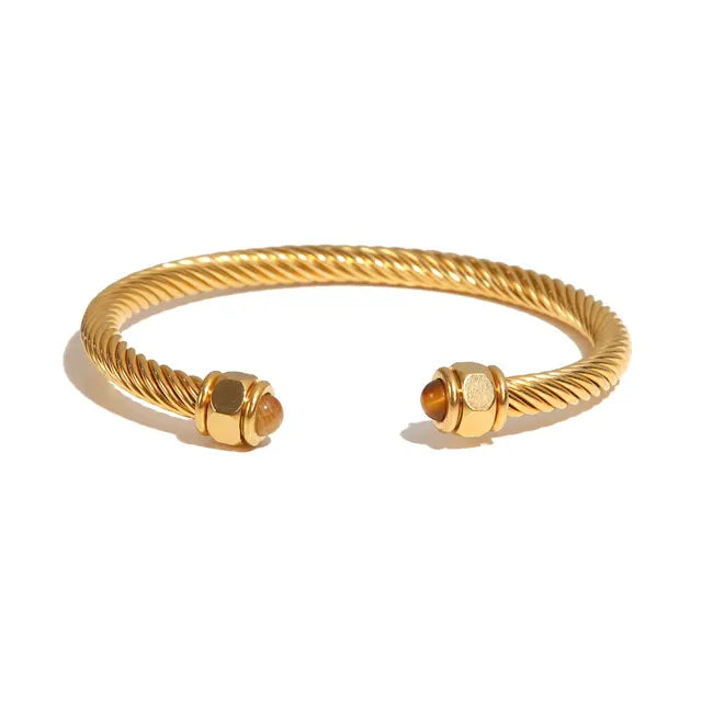 Natural Stone Twisted Thread Bracelet – 18K Gold Streetwear Jewelry | same ANTHEM. - HC-B20059-BR
