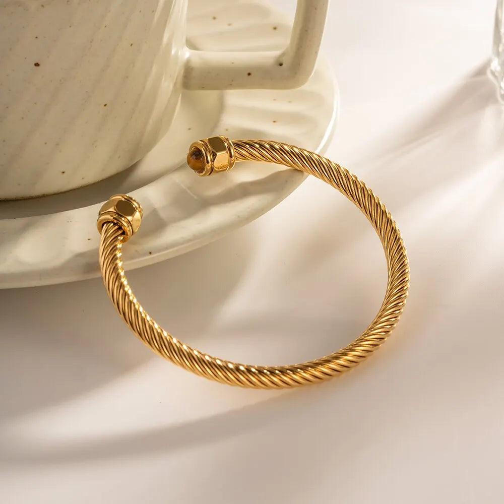Natural Stone Twisted Thread Bracelet – 18K Gold Streetwear Jewelry | same ANTHEM.
