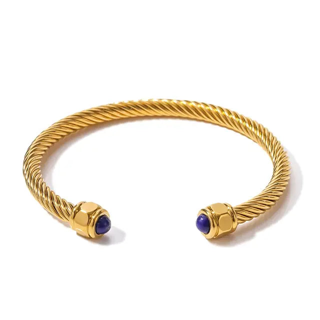 Natural Stone Twisted Thread Bracelet – 18K Gold Streetwear Jewelry | same ANTHEM. - HC-B20059-BL