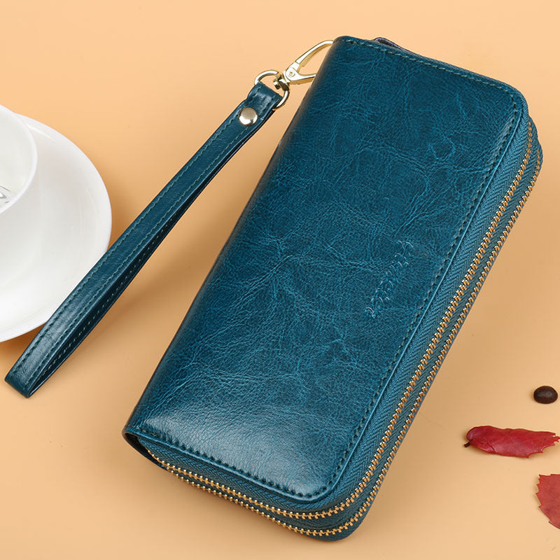 Oil Wax Leather Wallet Women Large Capacity | same ANTHEM