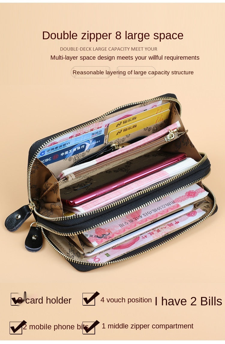 Oil Wax Leather Wallet Women Large Capacity | same ANTHEM