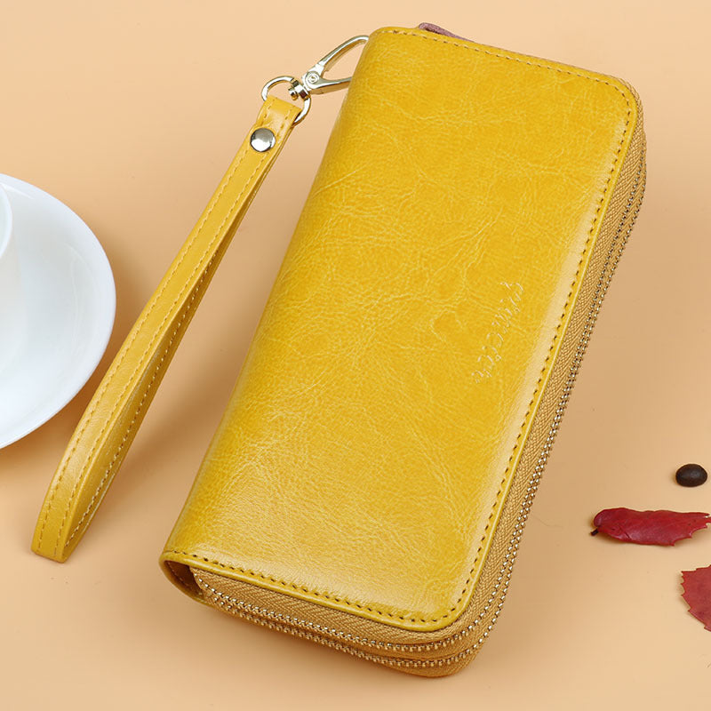 Oil Wax Leather Wallet Women Large Capacity | same ANTHEM