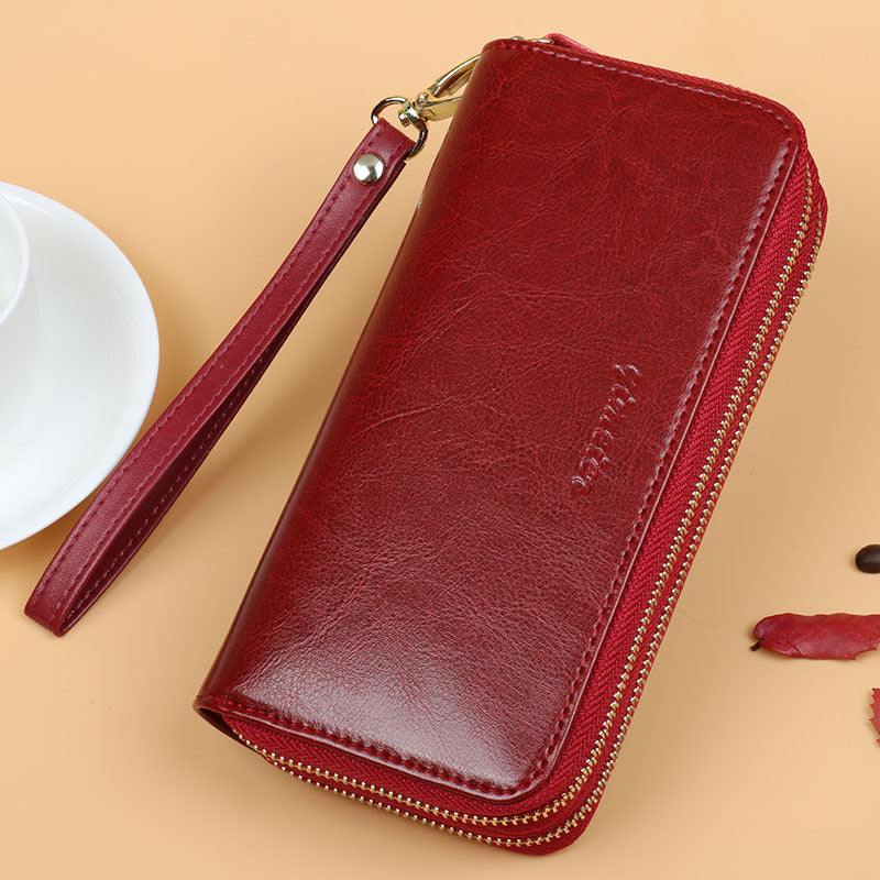 Oil Wax Leather Wallet Women Large Capacity | same ANTHEM