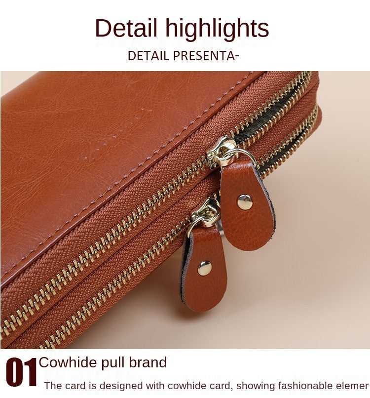 Oil Wax Leather Wallet Women Large Capacity | same ANTHEM