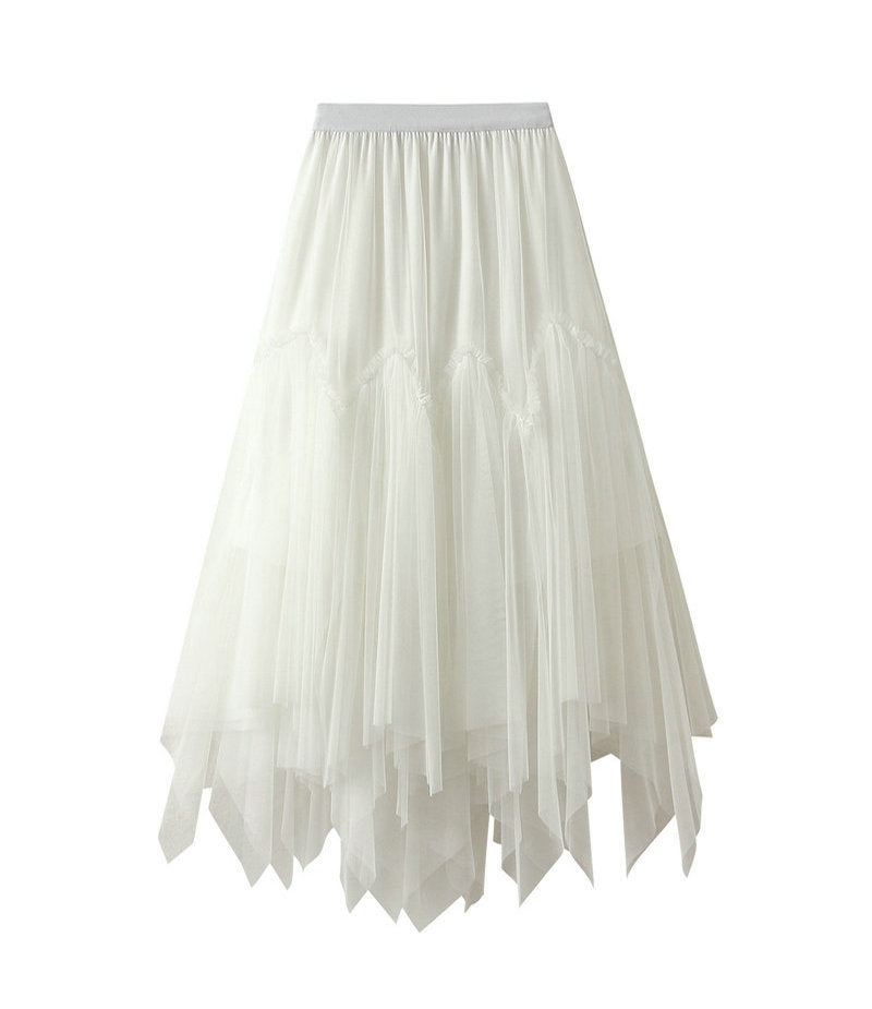 Old Pink Multi-Layered Meche Skirt – Dreamy Princess Style| same ANTHEM - white / one size