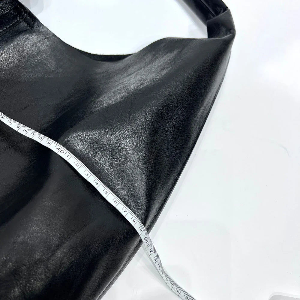 Oversize Leather Shoulder Tote – Vintage Soulmate Bag | same ANTHEM - black / Large(Max Length>50cm)
