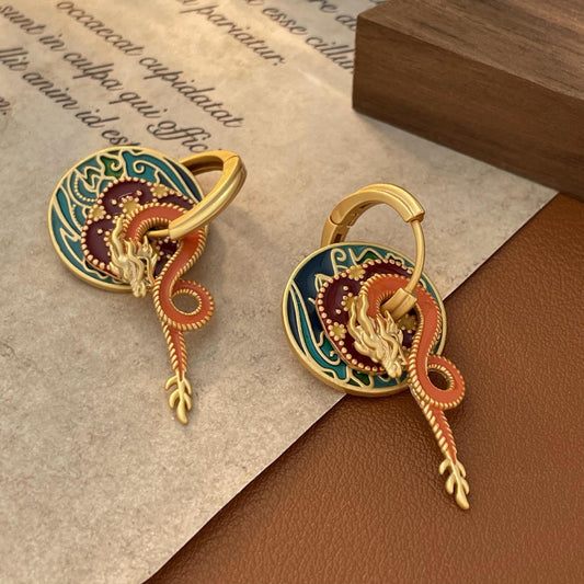 Palace Style Dragon Earrings – National Style Statement Jewelry | same ANTHEM. - Golden