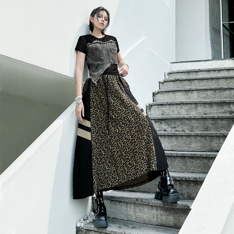 Patchwork Denim Camouflage Skirt – Soulmate Streetwear | same ANTHEM - Leopard print / One size