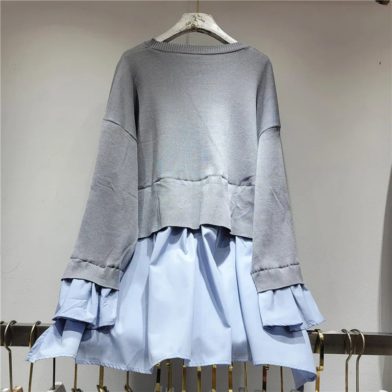 Patchwork Ruffle Knit Sweatshirt – same ANTHEM.