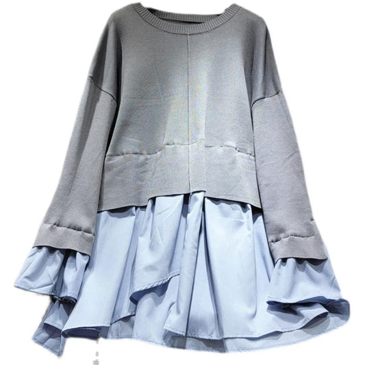 Patchwork Ruffle Knit Sweatshirt – same ANTHEM.