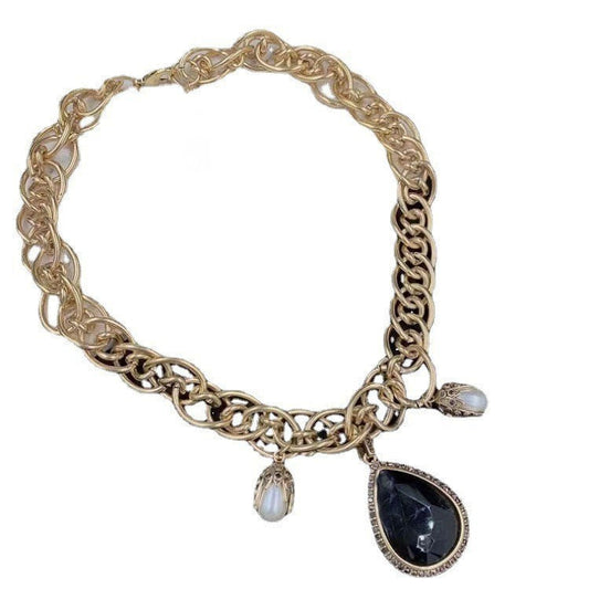 Pearl Pendant Chunky Necklace – same ANTHEM. Vintage Romance with Street Soul - Gold
