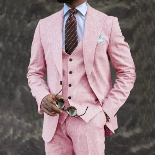 Pink Business Casual Three-Piece Suit – Modern Elegance | same ANTHEM - Pink / 3XL