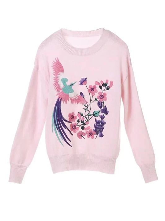 Pink Embroidered Sweater – dreamy soulmate streetwear | same ANTHEM.