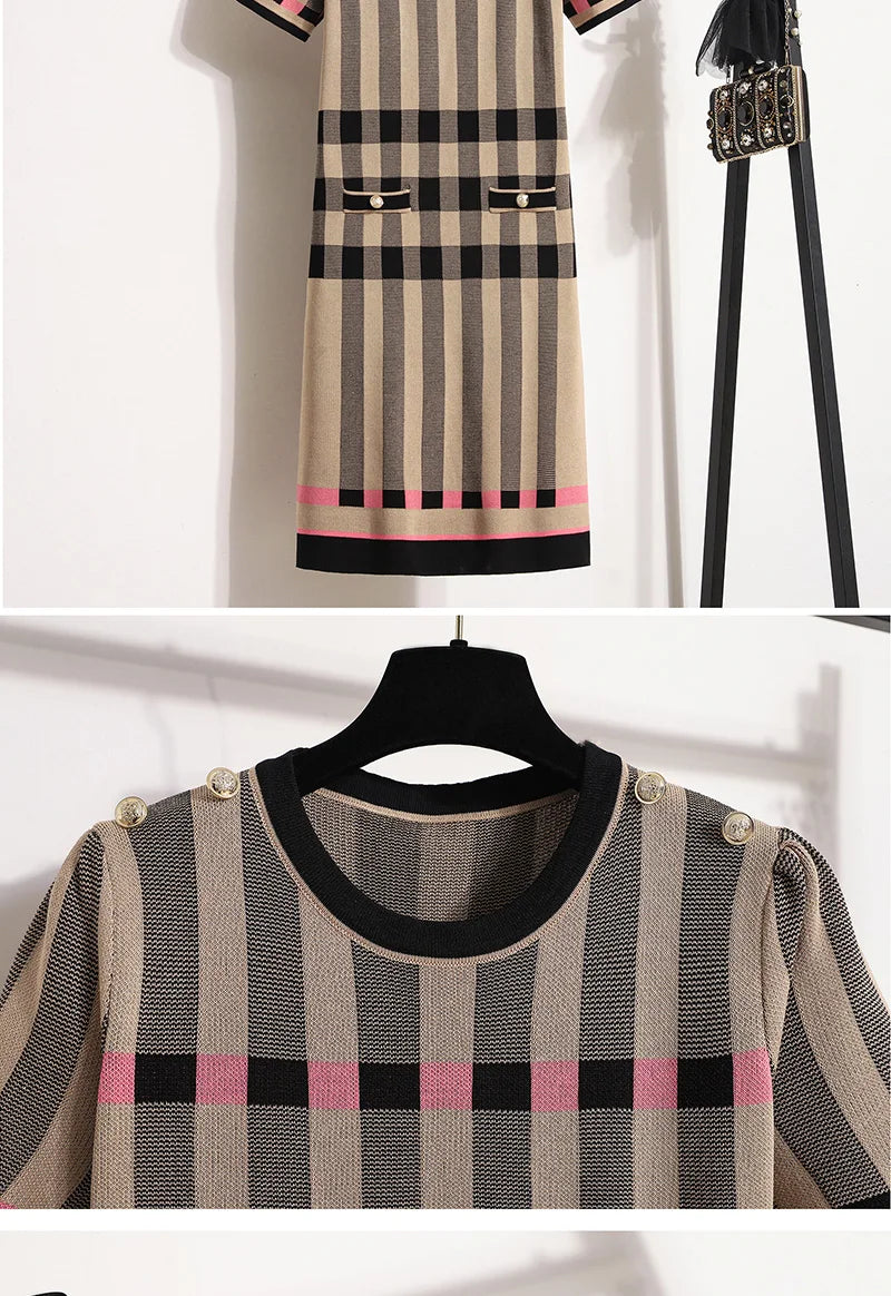 Plaid Striped Knitted Dress – Soulmate Streetwear Style | same ANTHEM