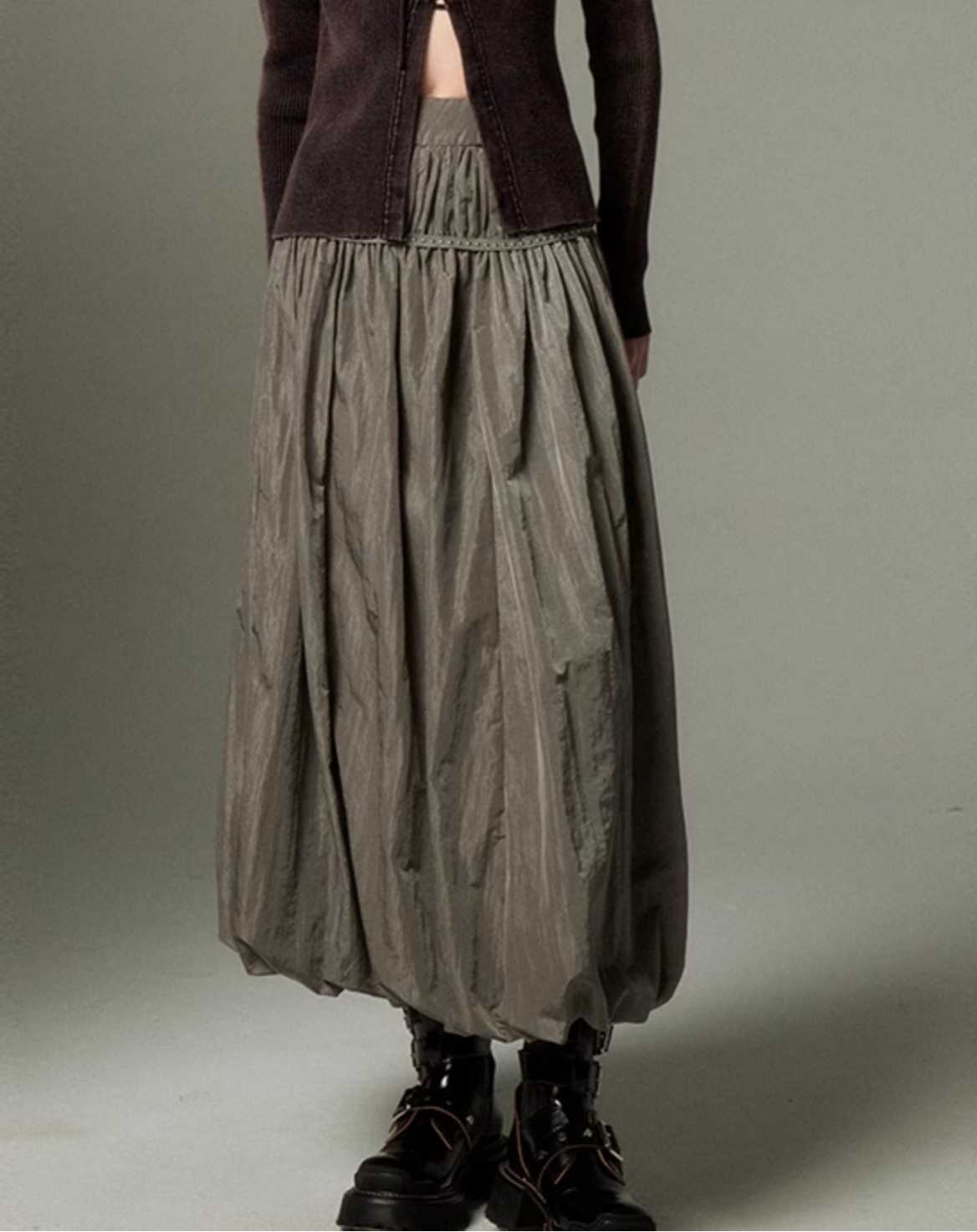 Pleated High Waist Bud Skirt – Unique Style for Lovers | Same ANTHEM - Gray / L