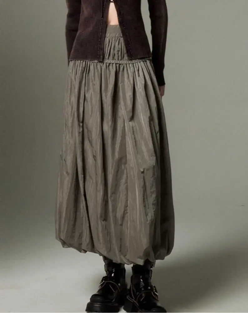 Pleated High Waist Bud Skirt – Unique Style for Lovers | Same ANTHEM - Gray / L