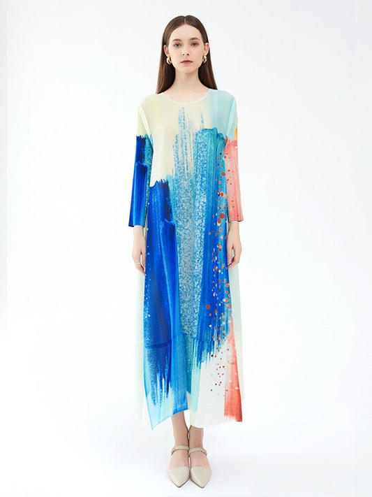 Pleated Ink Print Dress – Fall Fairytale Streetwear | same ANTHEM.