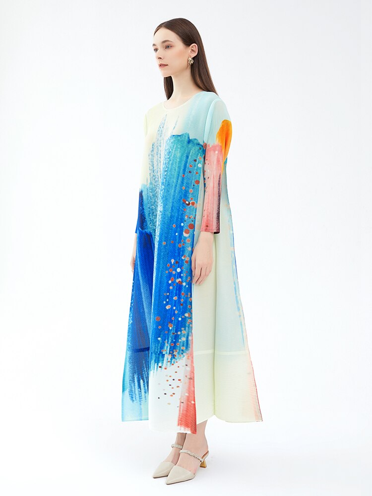 Pleated Ink Print Dress – Fall Fairytale Streetwear | same ANTHEM.