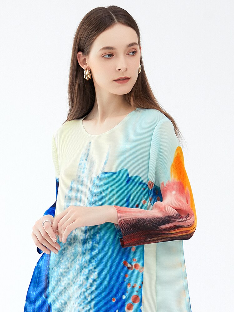 Pleated Ink Print Dress – Fall Fairytale Streetwear | same ANTHEM.