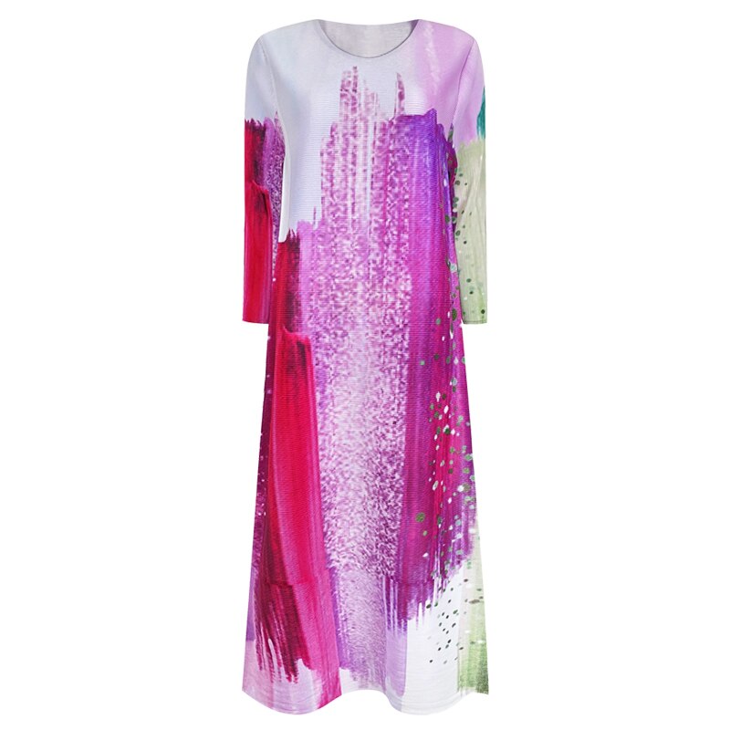 Pleated Ink Print Dress – Fall Fairytale Streetwear | same ANTHEM. - Rose Red / One Size