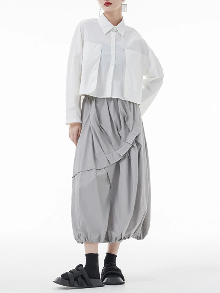 Pleated Lantern Skirt in Grey | same ANTHEM®