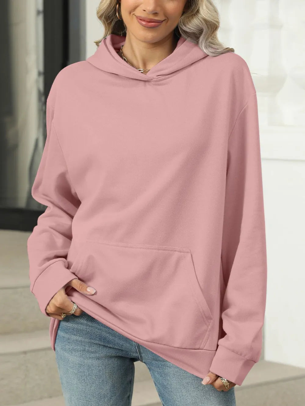 Pocketed Long Sleeve Hoodie – same ANTHEM | Streetwear for Soulmates & Chosen Family - Dusty Pink / M