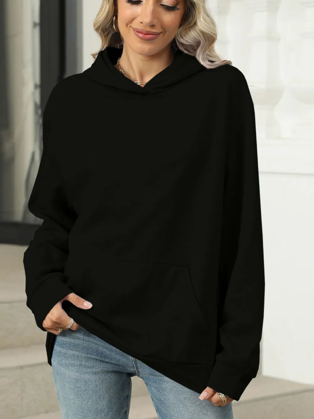 Pocketed Long Sleeve Hoodie – same ANTHEM | Streetwear for Soulmates & Chosen Family - Black / 2XL