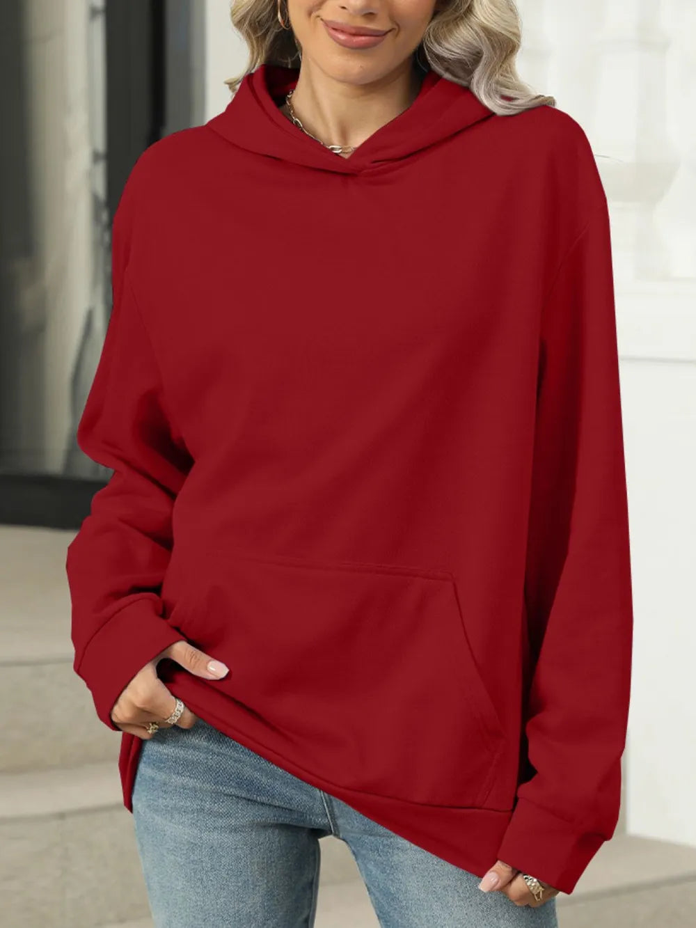 Pocketed Long Sleeve Hoodie – same ANTHEM | Streetwear for Soulmates & Chosen Family - Burgundy / L