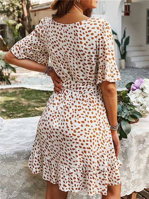 Polka Dot Print Round Neck Short Sleeve Loose Dress | Casual Chic Style | same ANTHEM