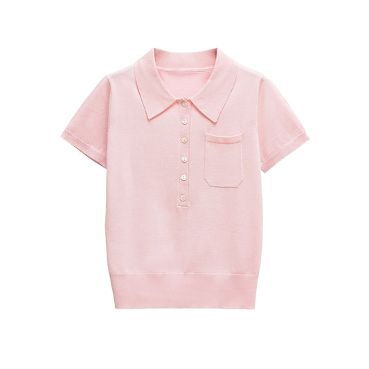 Polo Style Shirt Top for Women | Loose Casual Soulmate Style | same ANTHEM - pink / S