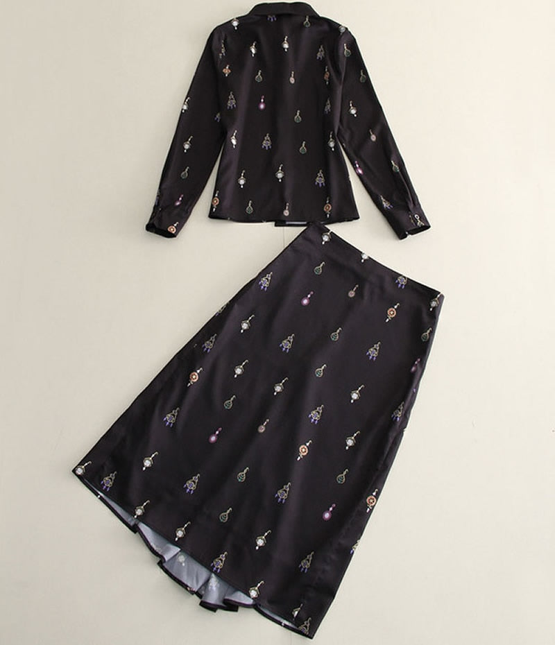 Printed Long Sleeve Shirt & Skirt Set | same ANTHEM.