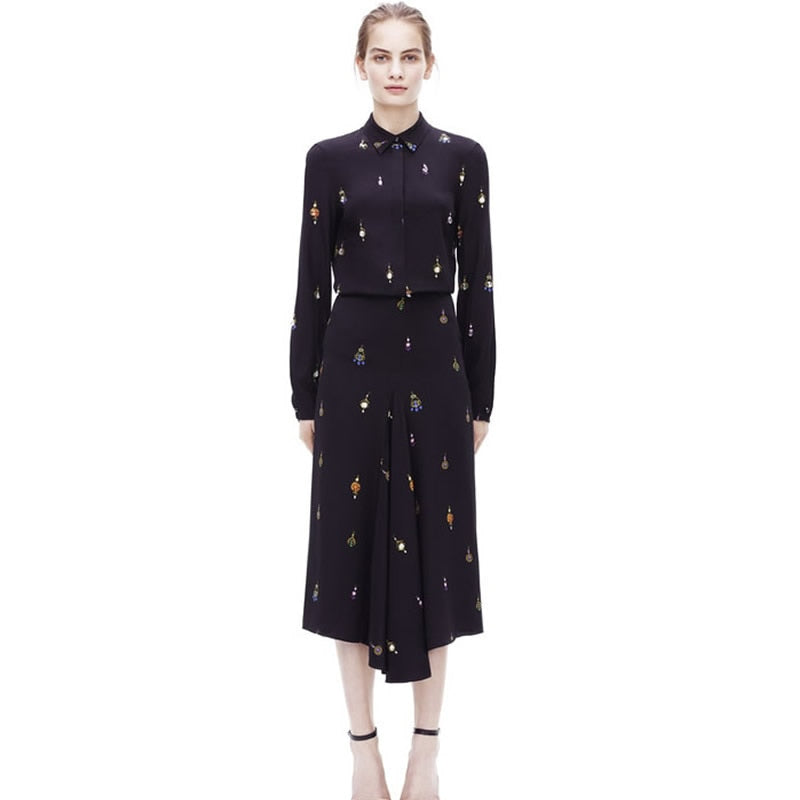 Printed Long Sleeve Shirt & Skirt Set | same ANTHEM.