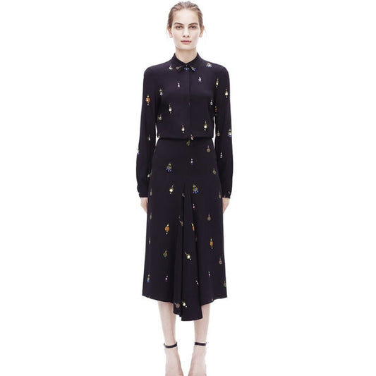 Printed Long Sleeve Shirt & Skirt Set | same ANTHEM.