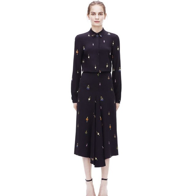 Printed Long Sleeve Shirt & Skirt Set | same ANTHEM. - Mint / S