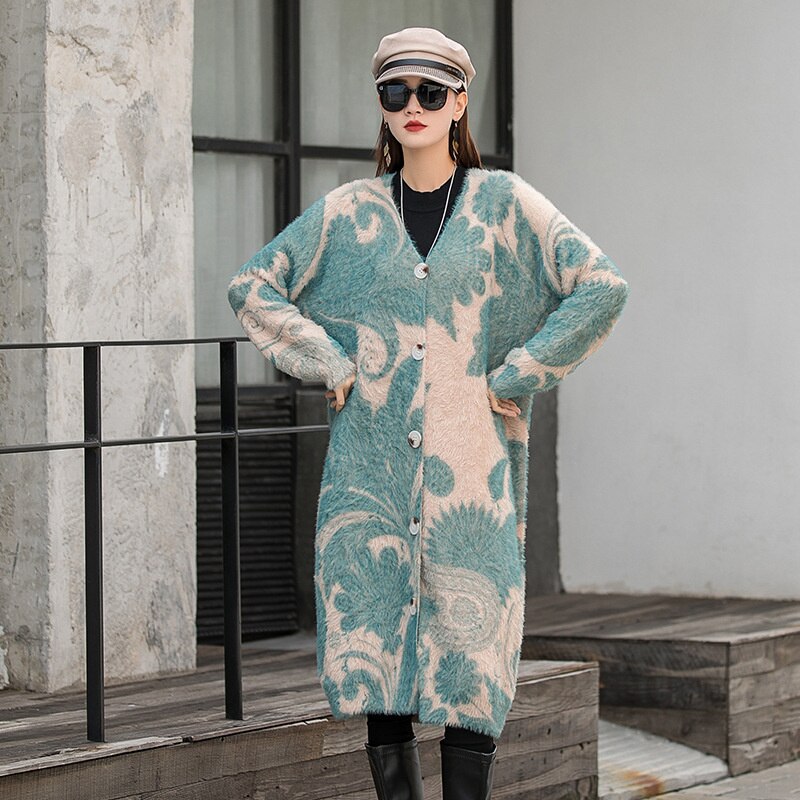 Printed Mink Fleece Sweater Coat – Soulmate Fashion | same ANTHEM. - Picture Color / One Size