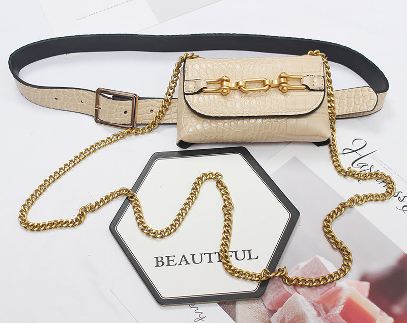 PU Leather Chain Belt Bag – Soulmate Streetwear Accessory | same ANTHEM - Apricot - Bag